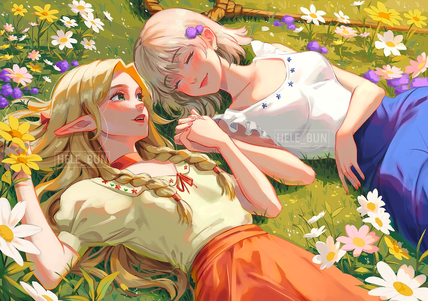 Marcille & Falin in the Meadow Print