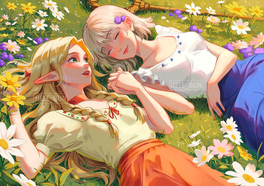 Marcille & Falin in the Meadow Print
