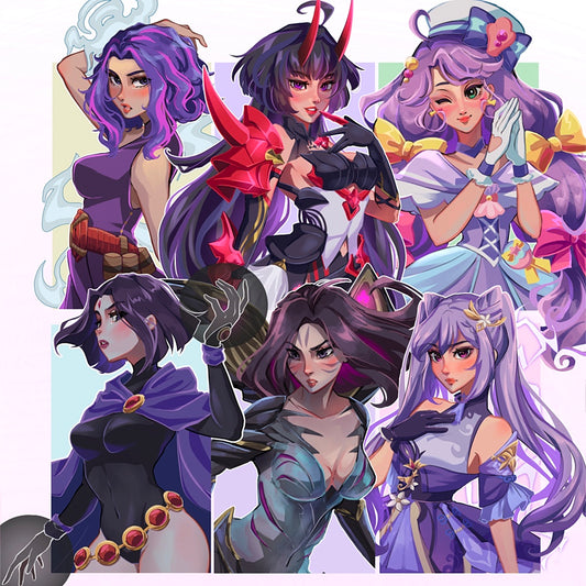 Purple Hair Characters Prints