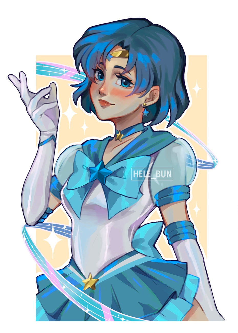 Blue Hair Characters Prints