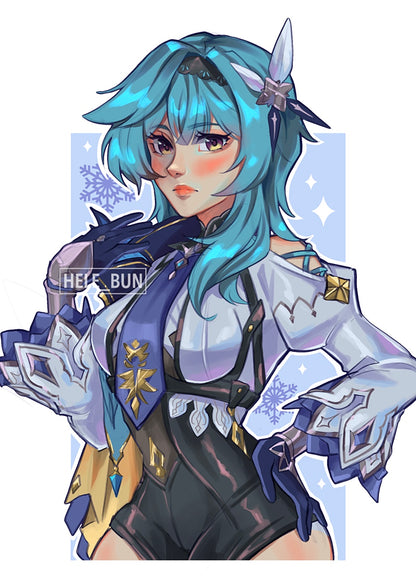 Blue Hair Characters Prints