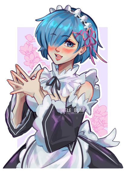 Blue Hair Characters Prints
