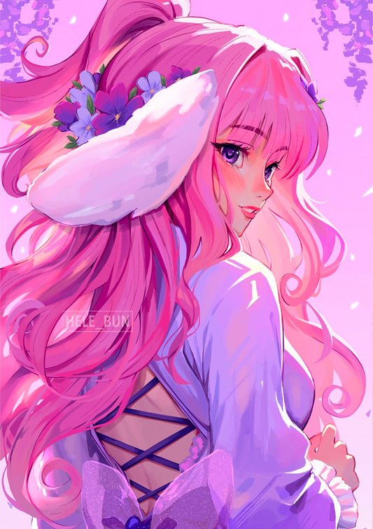 Cherry with Flower Crown Print
