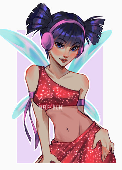 Blue Hair Characters Prints