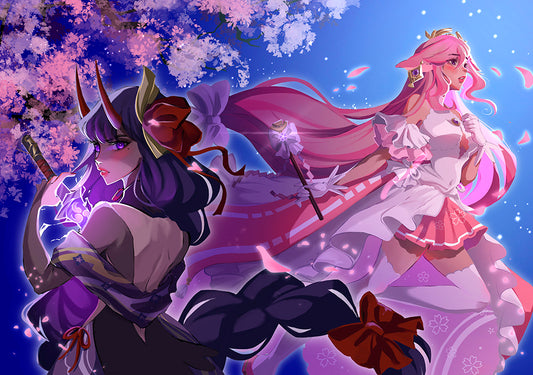 Yae Miko and Shogun Raiden magical girls Print